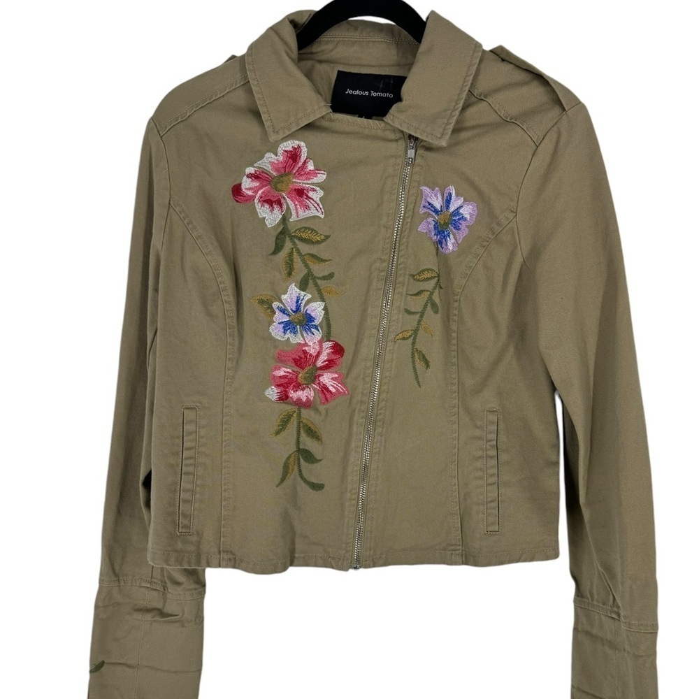 Jealous Tomato embroidered flower jacket Large